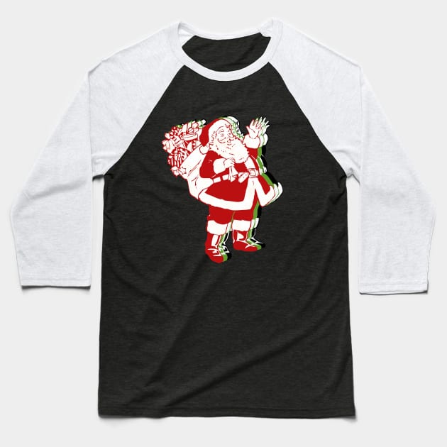 Santa Clause Christmas Vintage Retro Vibe of the 40's 50's 60's Baseball T-Shirt by Joaddo